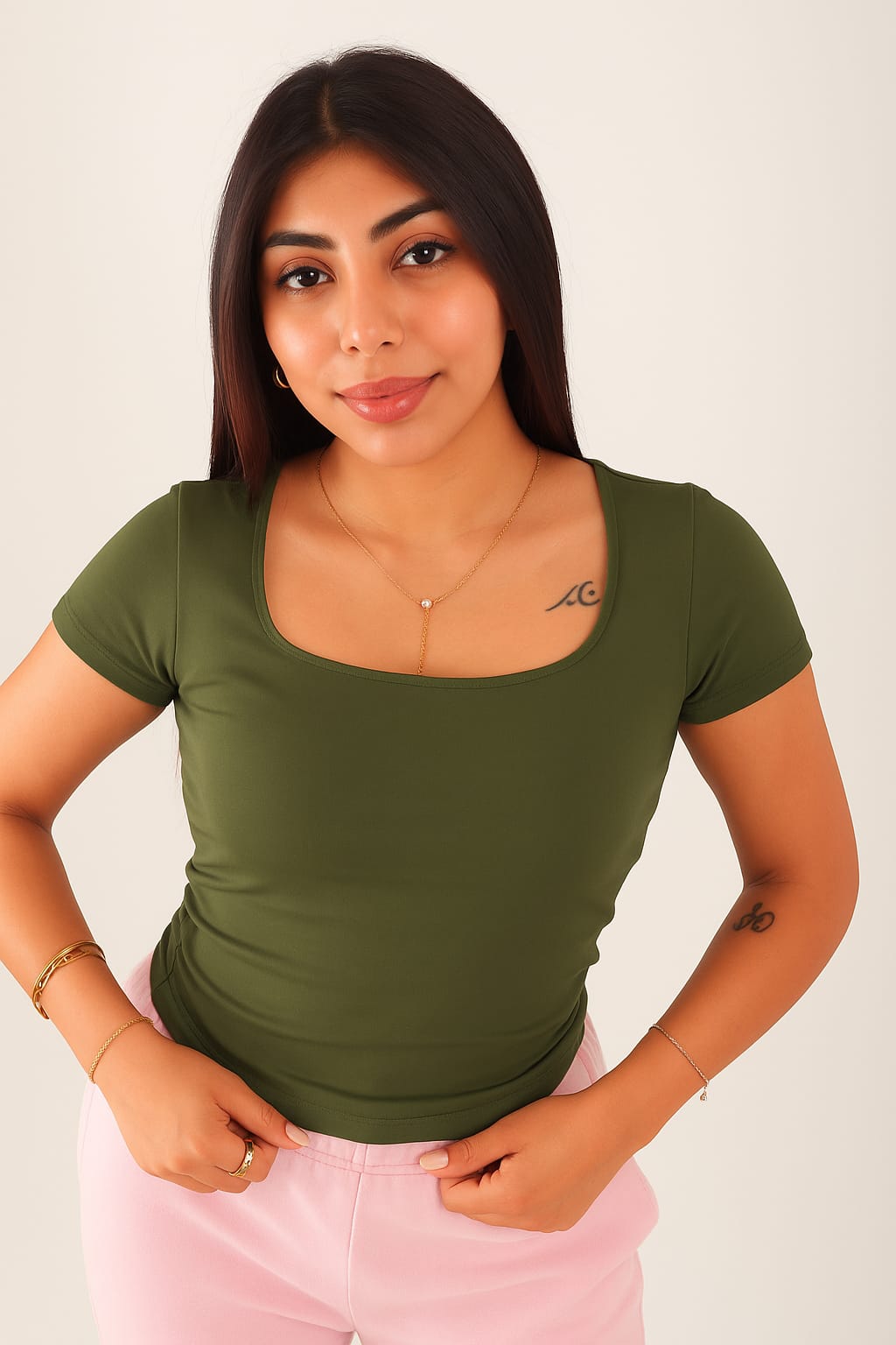 Square Neck Short Sleeves